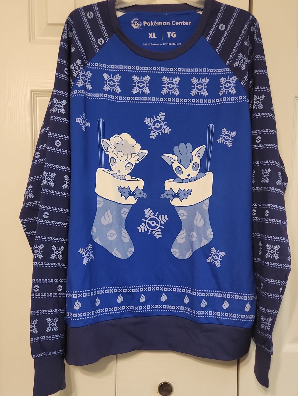 Pokémon Center Blue Vulpix & Alolan Vulpix Holiday Christmas Stocking Sweatshirt